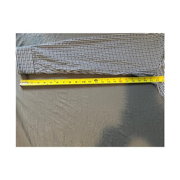 Michael Kors Men’s Navy Gingham Check Button Down Shirt Long Sleeve Size 34/35 - Picture 6 of 7